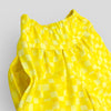 Soft Cotton Wide Leg Culotte Style Pants in Yellow Checkerboard Print OEKO-TEX CERTIFIED. Detail view of side pocket.