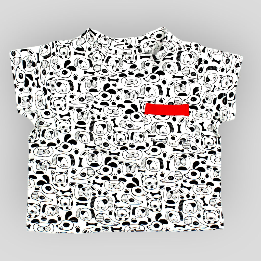 2-Piece Cotton Knit Top and Short Set - Dog Print. Top only.