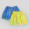 Cotton Yellow and Blue Lake Stripes Cargo Style Summer Shorts