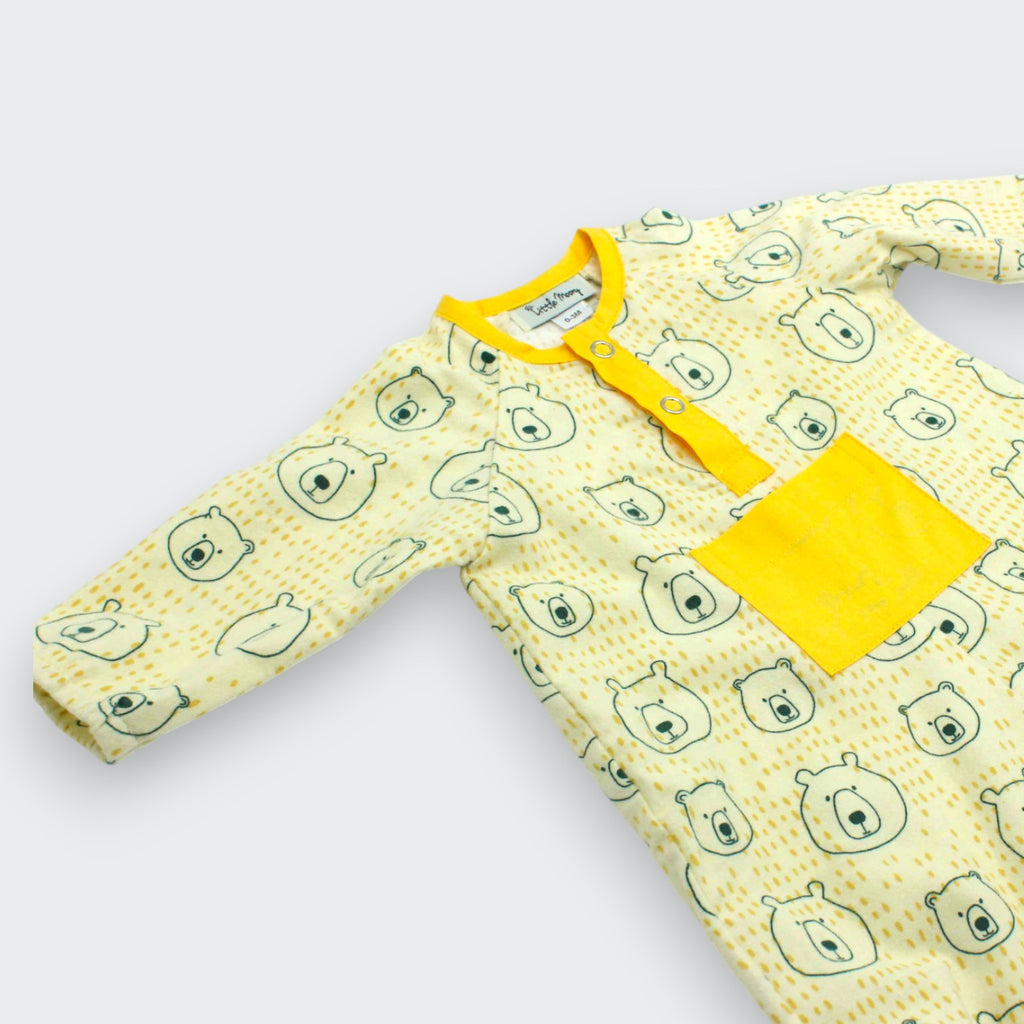 Bear Buddies Flannel Romper Detail View