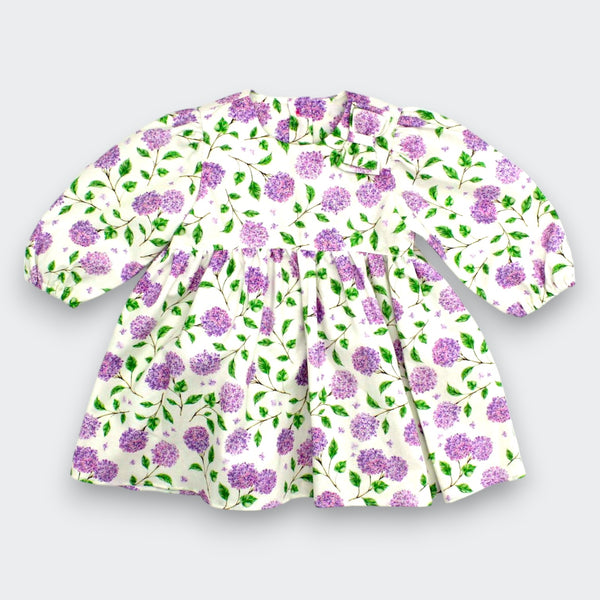 New Arrival: OEKO-TEX Certified Cotton Bow Dress - Ivory/Lilac Floral