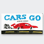 Little Moony Cars Go board book with colorful vehicle illustrations for babies and toddlers.