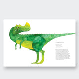 Little Moony The Colorful World of Dinosaurs hardcover book with vibrant dinosaur illustrations for kids. Page sample view 1.