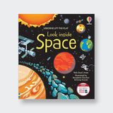 Little Moony Look Inside Space interactive lift-the-flap children's book about planets, stars, rockets, and the solar system for young readers