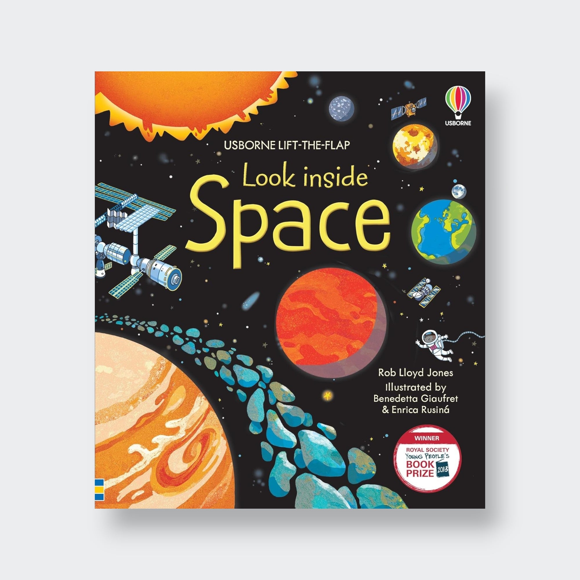Little Moony Look Inside Space interactive lift-the-flap children's book about planets, stars, rockets, and the solar system for young readers