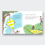 Book titled 'My First Curious George' with colorful design for children. Sample page.