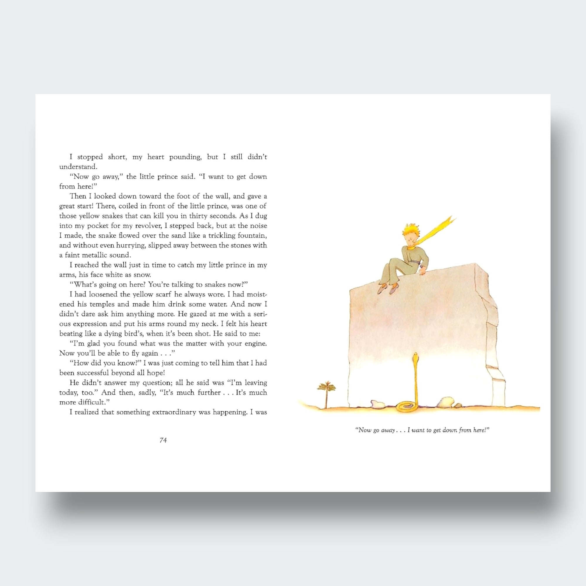 Little Moony The Little Prince Deluxe Edition children's classic book about friendship, imagination, and kindness for young readers and families. Sample page, boy sitting on a wall.