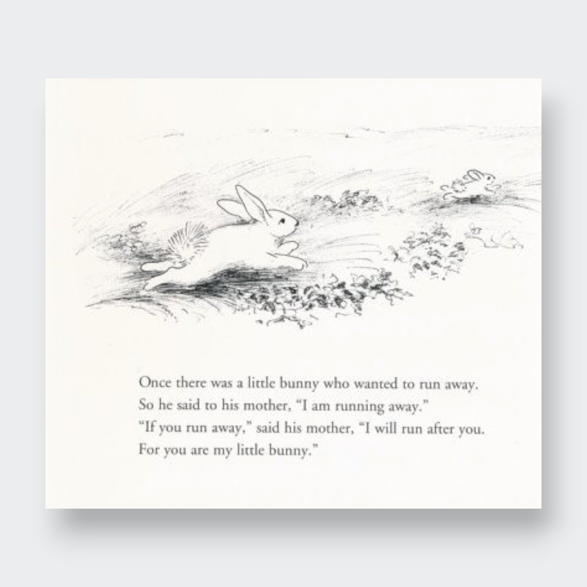 Little Moony The Runaway Bunny book, a beloved children’s classic about a little bunny’s imaginative adventure for young children. Page sample.