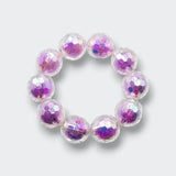 Little Moony Lavender Sparkly Disco Ball crystal bracelet with shimmering beads, a playful children's jewelry accessory for dress-up and special occasions