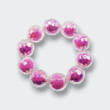 Little Moony Raspberry Sparkly Disco Ball crystal bracelet with shimmering beads, a playful children's jewelry accessory for dress-up and special occasions