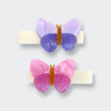 Butterflies Shimmer Lilac Pink Hair Clips