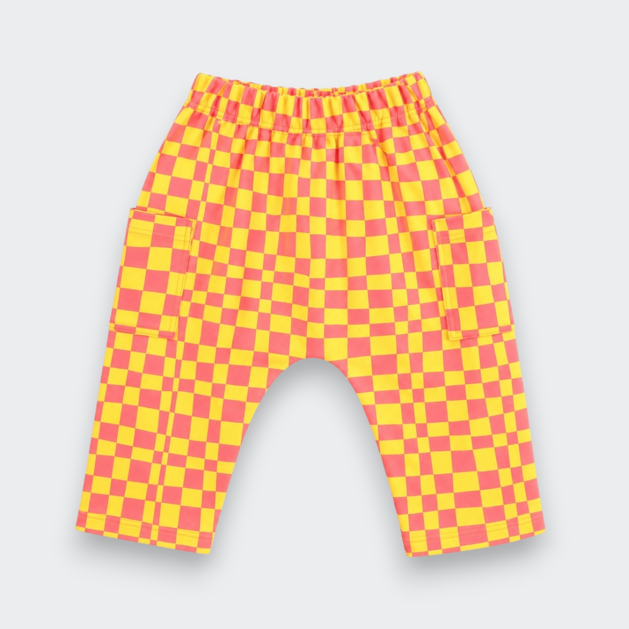 Little Moony Pink and Lemonade Checkered Cotton Pants for Infants and Toddlers