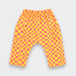 Little Moony Pink and Lemonade Checkered Cotton Pants for Infants and Toddlers