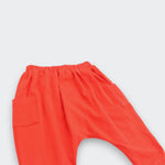 Little Moony Vermillion Red Knit  Jogger Pants for Babies and Toddlers - Detailed View