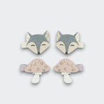 Little Moony Fox and Mushroom Hair Clip set for baby girls and kids