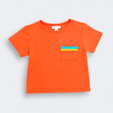 Orange Colorblock Pocket Tee
