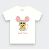 Organic Pima Cotton Pizza Mouse Tee in White