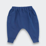 Little Moony Sea Blue in Soft Knit Fabric Jogger Pants featuring an Elastic Waistband for Babies and Kids
