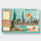 Little Moony See Inside New York City children’s book with flaps featuring famous landmarks. Sample page statue of liberty.
