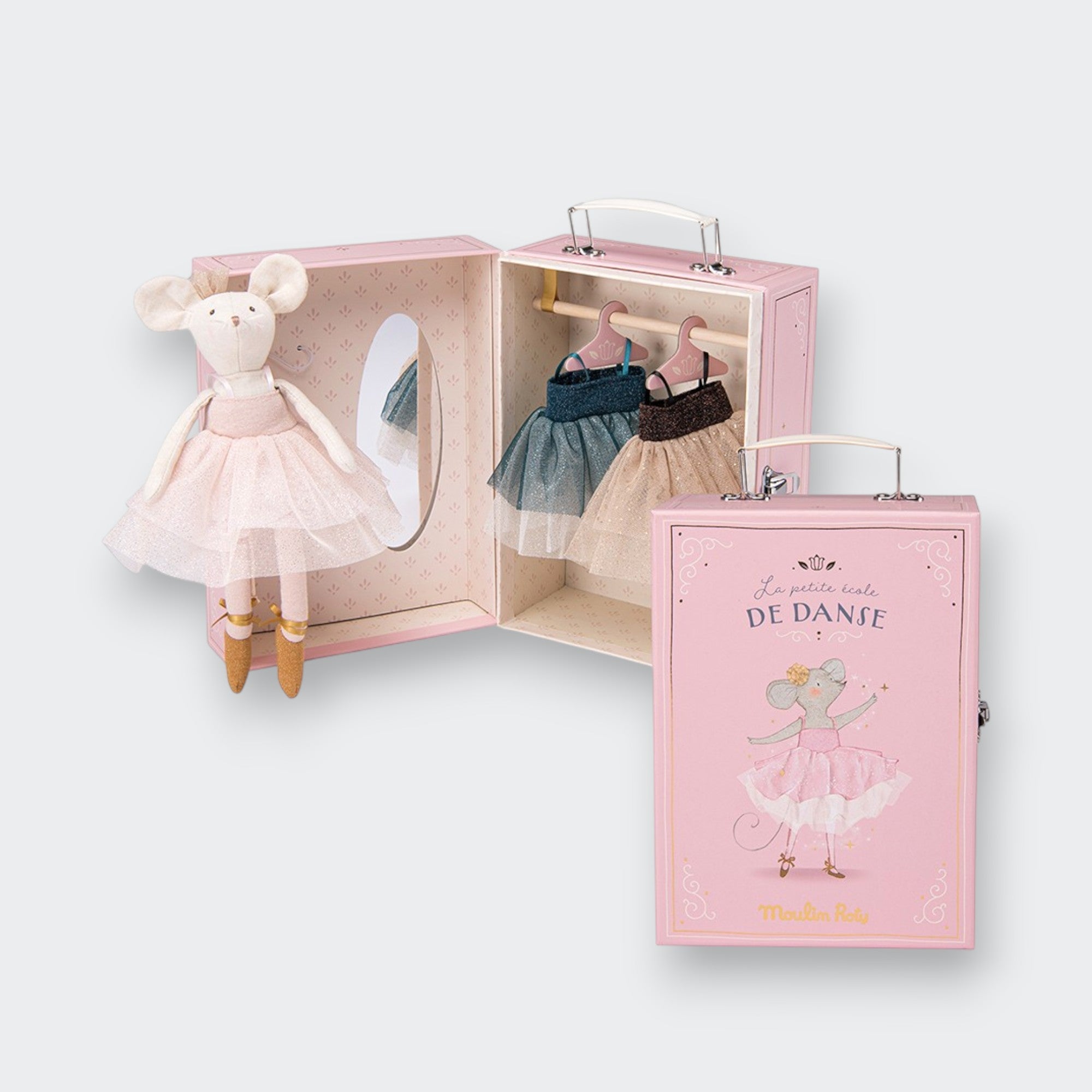 Little Moony The Little School of Dance tutu suitcase for children, a decorative storage case for toys, keepsakes, and imaginative play. Moulin Roty
