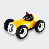 Little Moony Egg Roadster Yellow toy car with a classic roadster design for imaginative play and young vehicle enthusiasts.