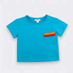 Bora Bora blue colorblock pocket tee for baby and toddler, Little Moony