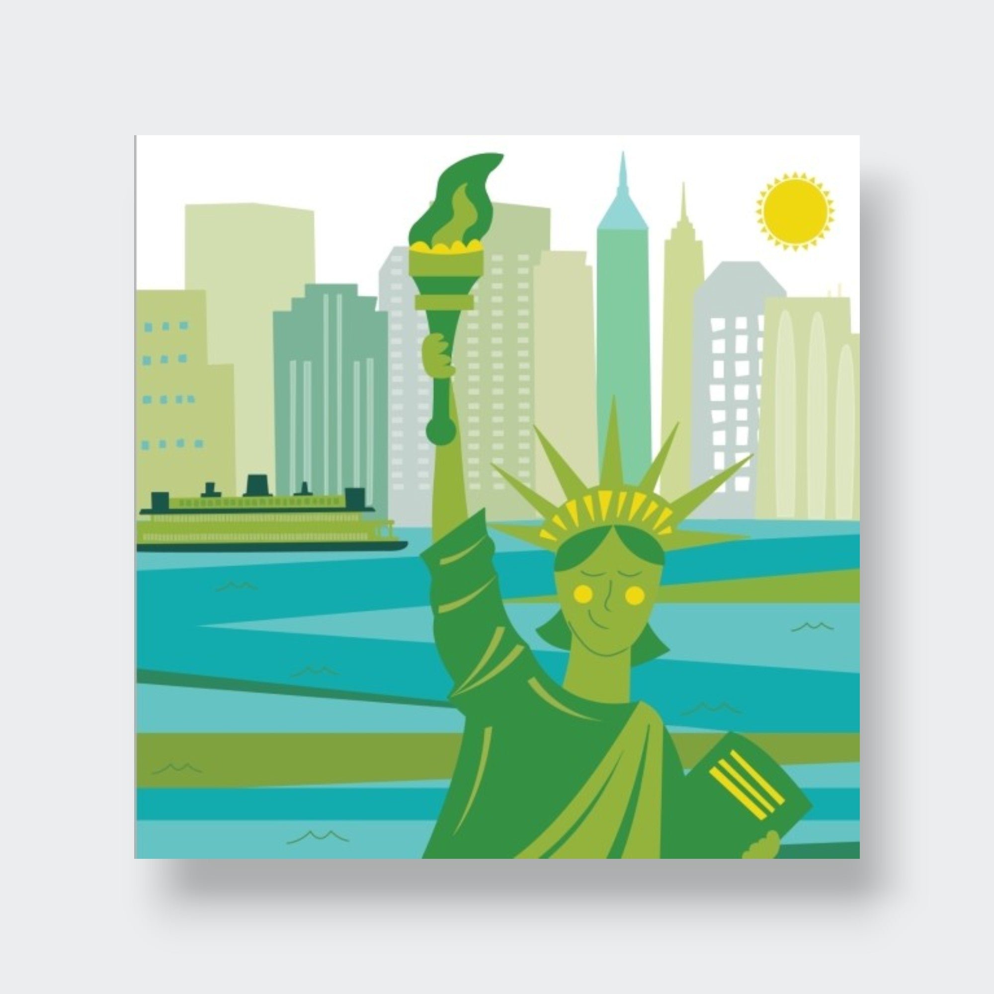 Little Moony A Book of Colors (Hello, World) - Engaging Early Learning for Little Readers. Page view, green statue of liberty.