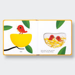 Little Moony TouchThinkLearn Farm sensory board book with raised farm animals and tactile illustrations for babies and toddlers. Sample page birds.