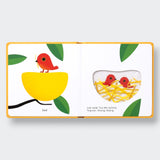 Little Moony TouchThinkLearn Farm sensory board book with raised farm animals and tactile illustrations for babies and toddlers. Sample page birds.