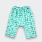 Little Moony Mint Green Cat Printed Cotton Harem Pants with elastic waistband for kids and babies