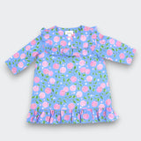 Little Moony Blue Floral Ruffle OEKO-TEX Certified Cotton Dress for babies and children