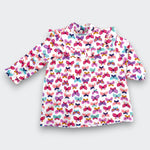 Little Moony Pink Butterfly Print Soft Cotton Long Sleeve Dress with Ruffles for babies and toddlers