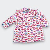 Little Moony Pink Butterfly Print Soft Cotton Long Sleeve Dress with Ruffles for babies and toddlers