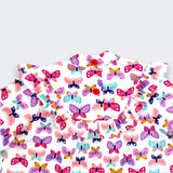 Little Moony Pink Butterfly Print Soft Cotton Long Sleeve Dress with Ruffles for babies and children - Back View