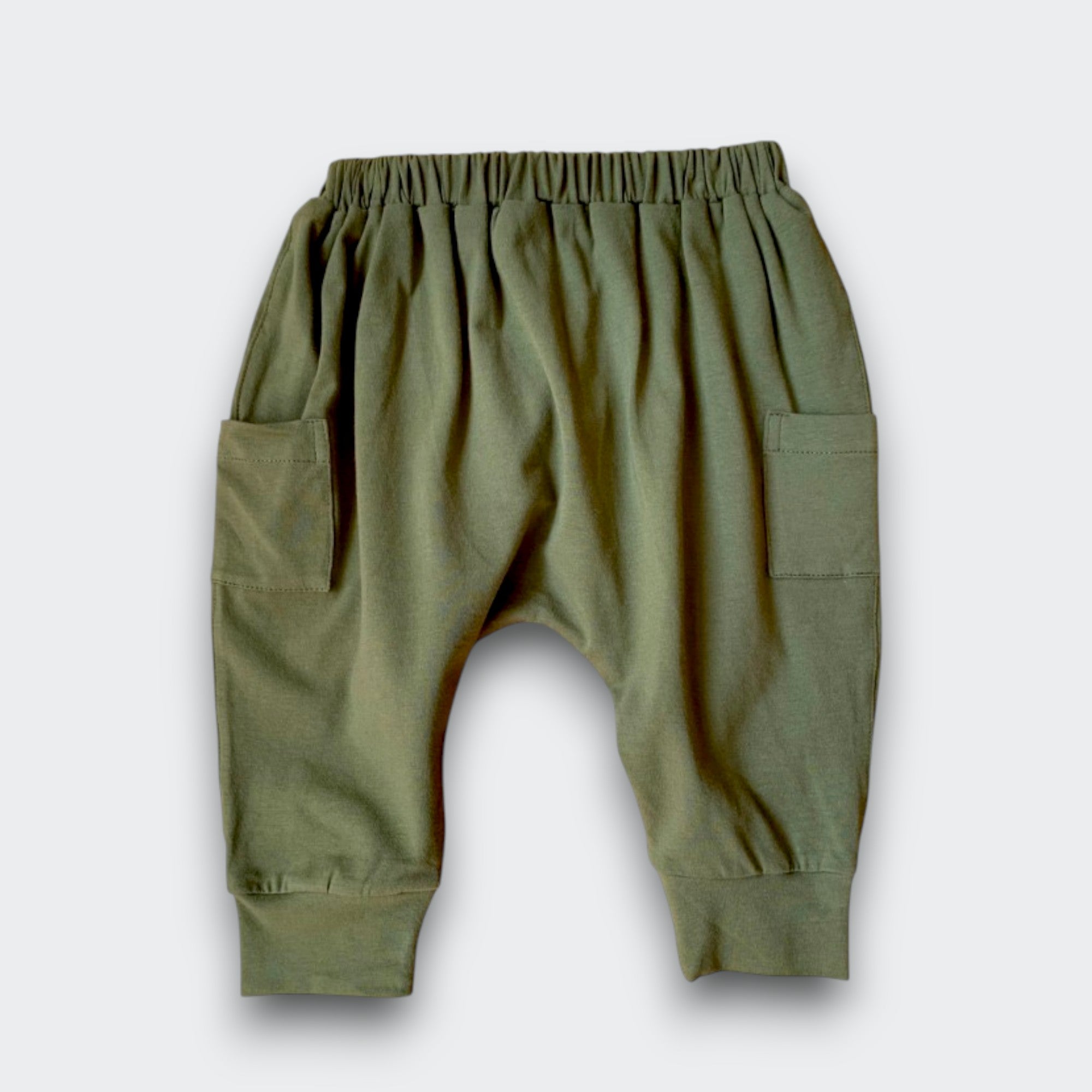 Little Moony Cozy Cotton Knit Sage Green Jogger Pants with Soft Elastic Waistband for Babies and Kids