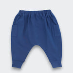Little Moony Sea Blue in Soft Knit Fabric Jogger Pants featuring an Elastic Waistband for Babies and Kids
