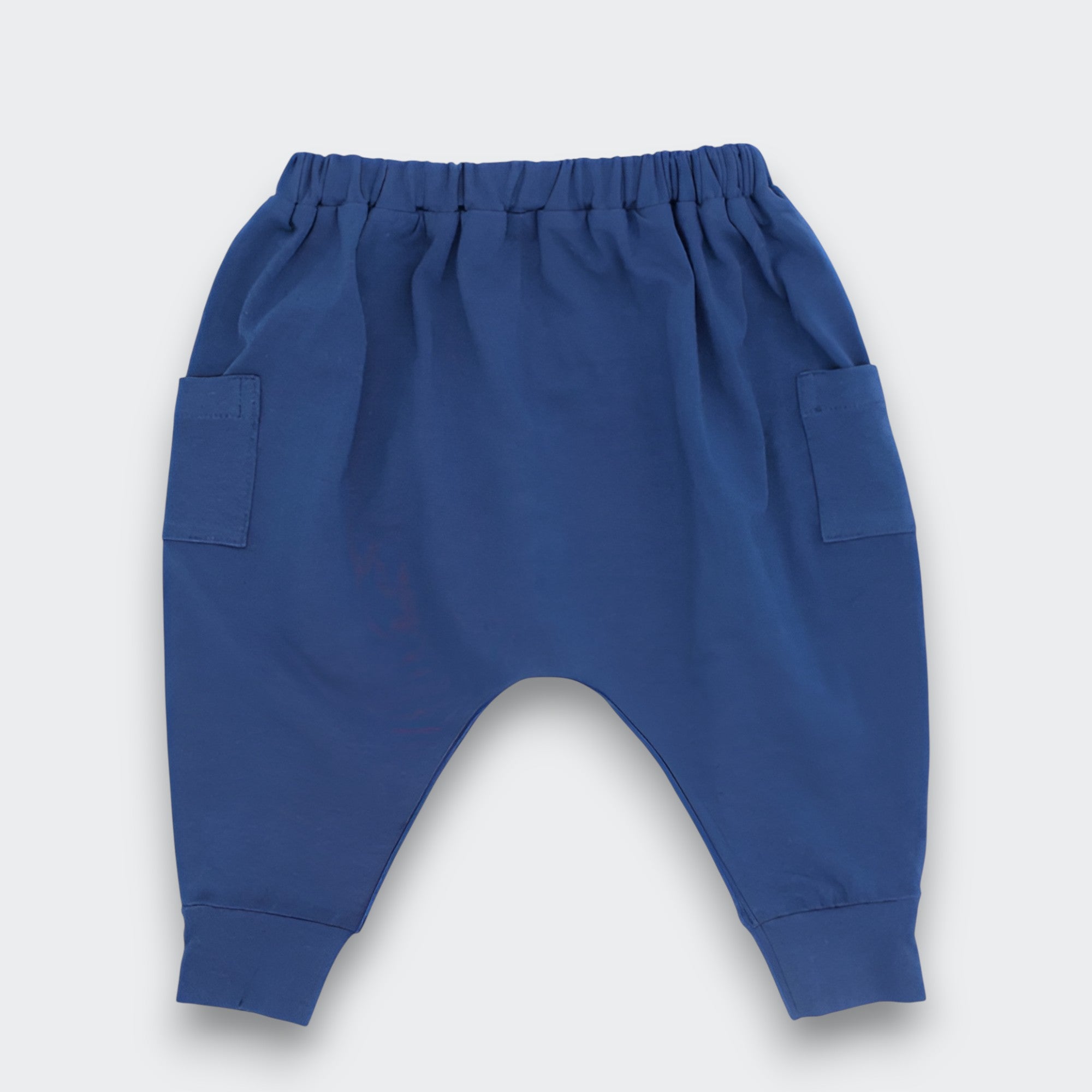 Little Moony Sea Blue in Soft Knit Fabric Jogger Pants featuring an Elastic Waistband for Babies and Kids