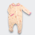 Little Moony Pink Garden Floral Soft Cotton Layette with Full Length Zipper for Babies