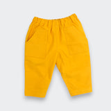 Little Moony Cozy Sunflower Flannel Patch Pocket Pants for babies and toddlers.