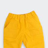 Little Moony Cozy Sunflower Flannel Patch Pocket Pants for babies and children - Detailed view