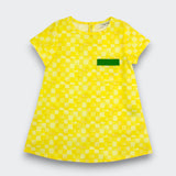 Little Moony Yellow Checkerboard Trapeze Dress in OEKO-TEX Certified Cotton for Toddlers