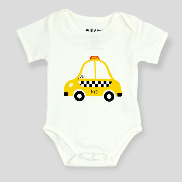 Organic Pima Cotton New York Taxi Bodysuit in White for Babies