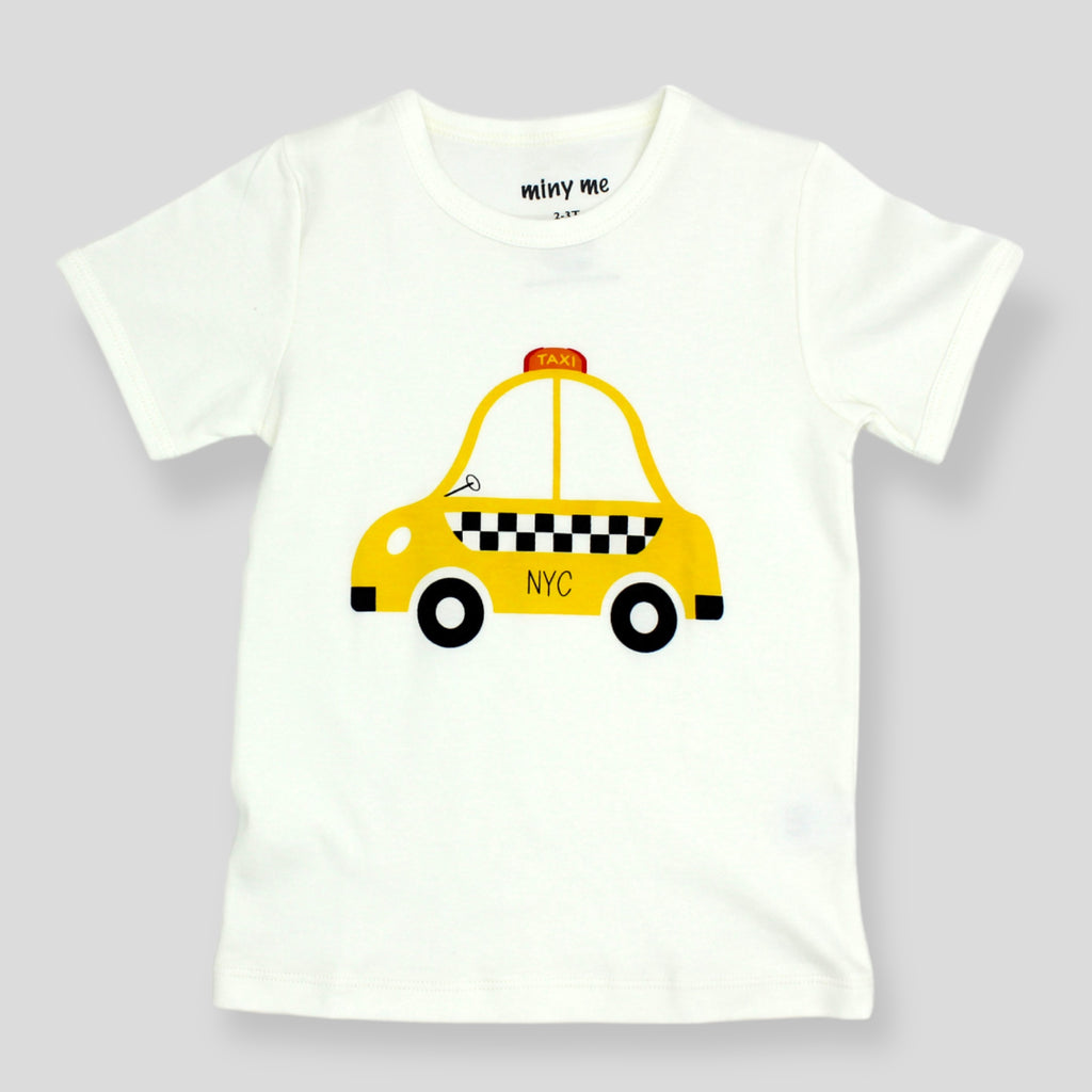 Organic Pima Cotton New York Taxi Tee in White for kids