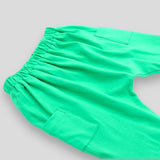 Soft Cotton Knit Jade Green Harem Jogger Pants for Babies and Kids. Side view.