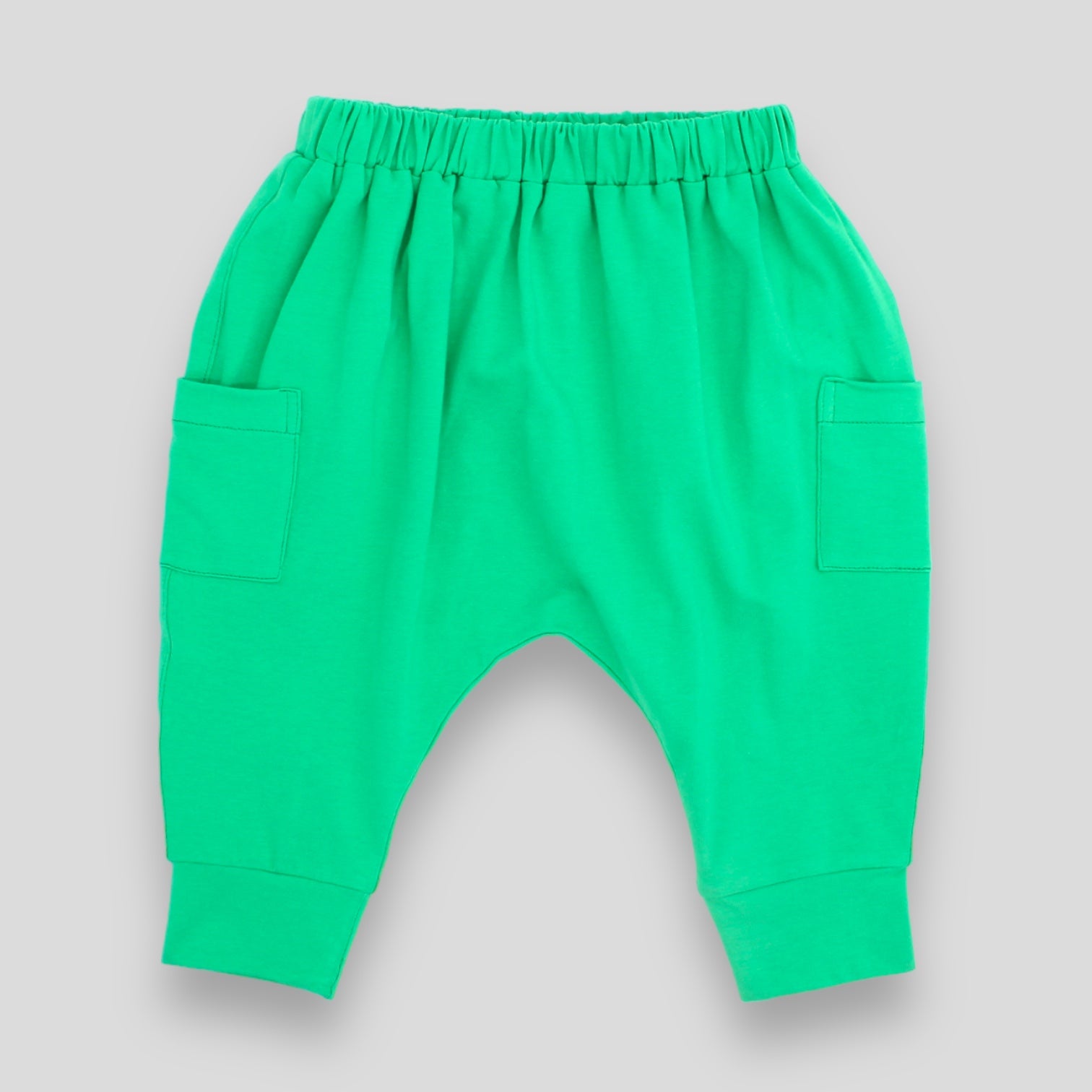 Soft Cotton Knit Jade Green Harem Jogger Pants for Babies and Kids