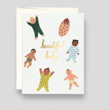 Greeting Card: Beautiful Baby featuring six illustrations of different babies