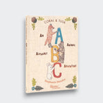 ABC: An Animal Alphabet Adventure book cover with illustrated animals beside colorful A, B, and C letters on a light gray background.