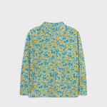 Little Moony flower pattern rib mockneck with blue and yellow floral print for toddlers