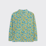 Little Moony flower pattern rib mockneck with blue and yellow floral print for toddlers