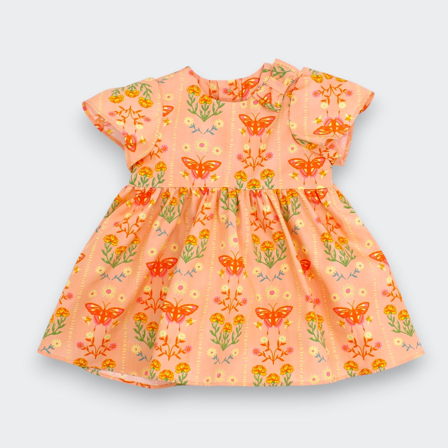 baby girl summer dresses Butterfly Meadow Flutter Dress for & Girls Model Natalya Noras dress Womens Ivory family gathering Color:dark red